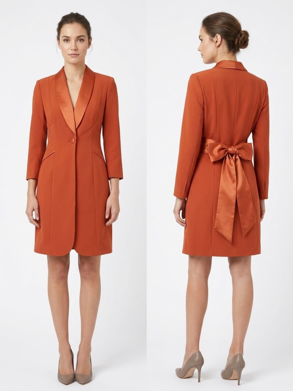 ASOS Tailored Satin Lapel bow Tie Back Tuxedo Blazer Mini Dress